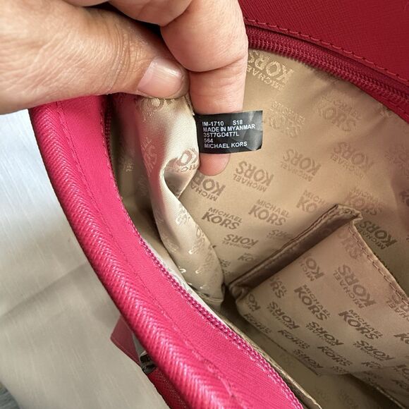 Michael Kors Jet Set Travel Large Saffiano Leather Tote Bag In Hot Pink - Picture 10 of 10